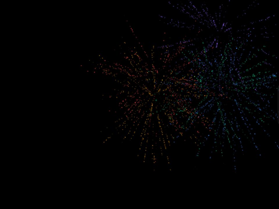 Fireworks bursting in rainbow colours